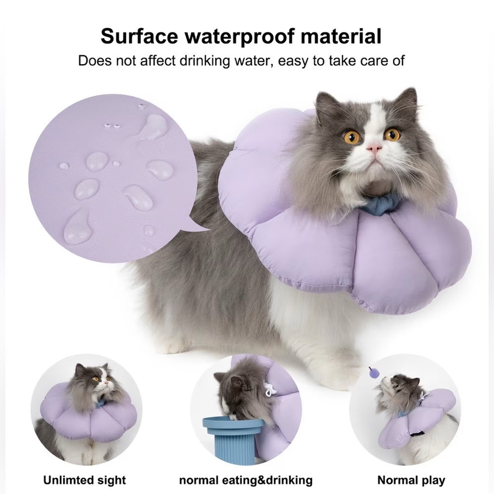 Adjustable Cat Cone Recovery Collar Protect Upper Body Wound Lavender - Large - Picture 8 of 12